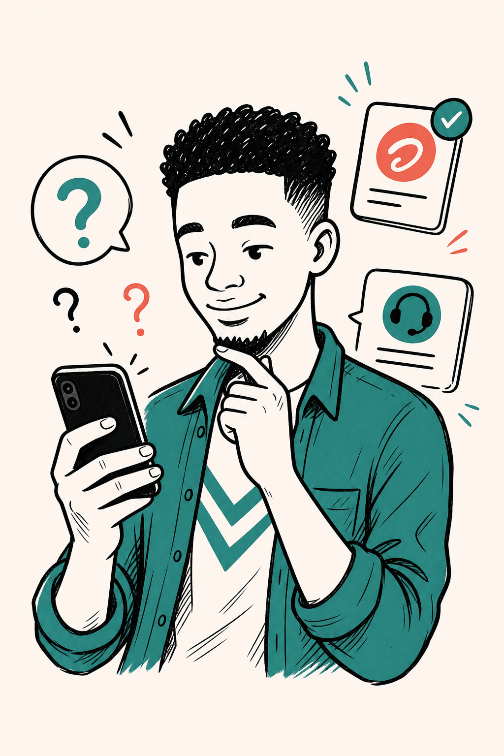 Creator checking support on their phone