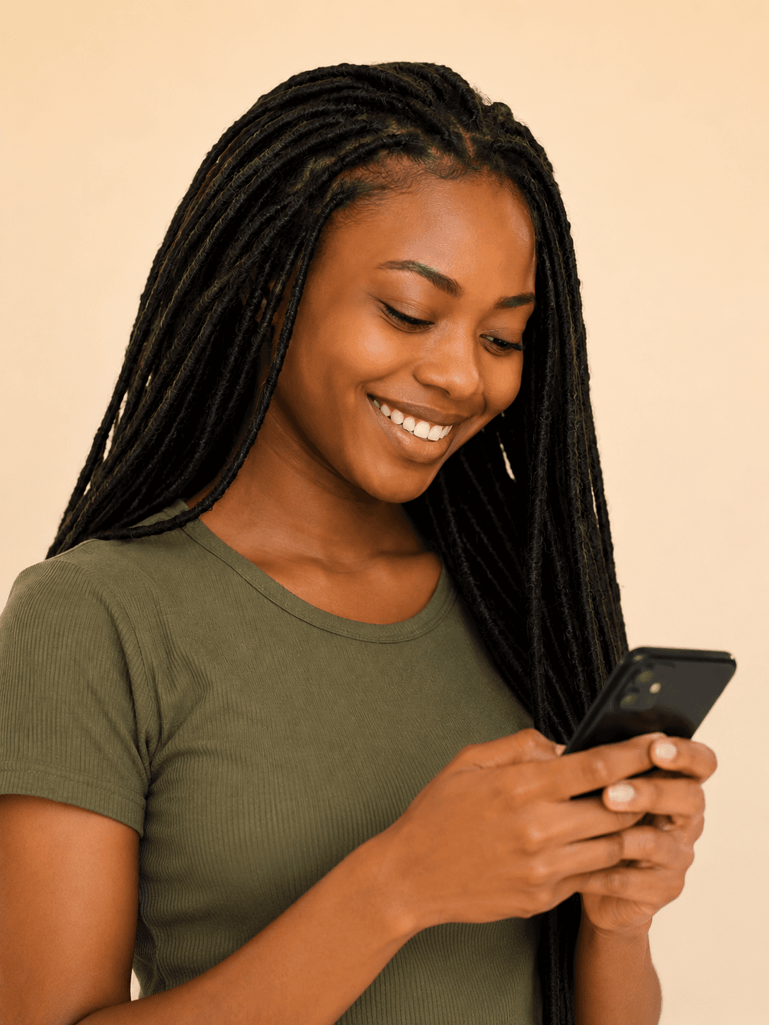 Creator checking support on their phone